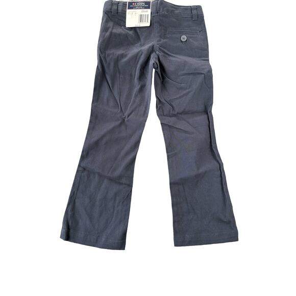 NWT Chaps Navy Blue Flat Front Flare Trouser Chino Pants Girls Youth Size 4 - Picture 2 of 4